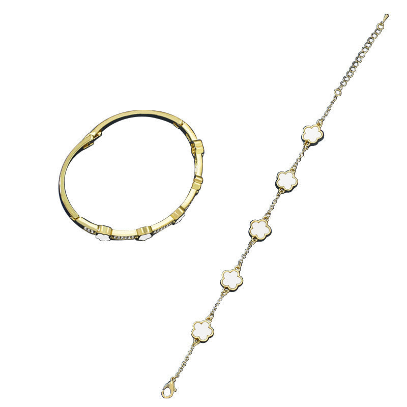Five Petal Flower Brace Lace Bracelet Two-piece Set