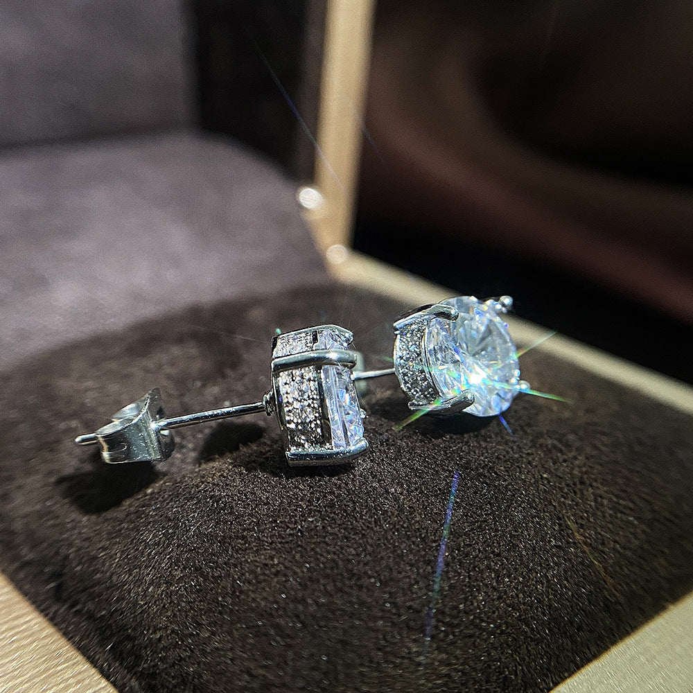 Exquisite Women's Round Zircon Stud Earrings