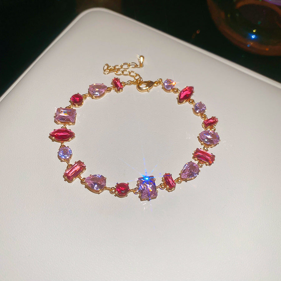 Irregular Geometric Zircon Drop-shaped Bracelet