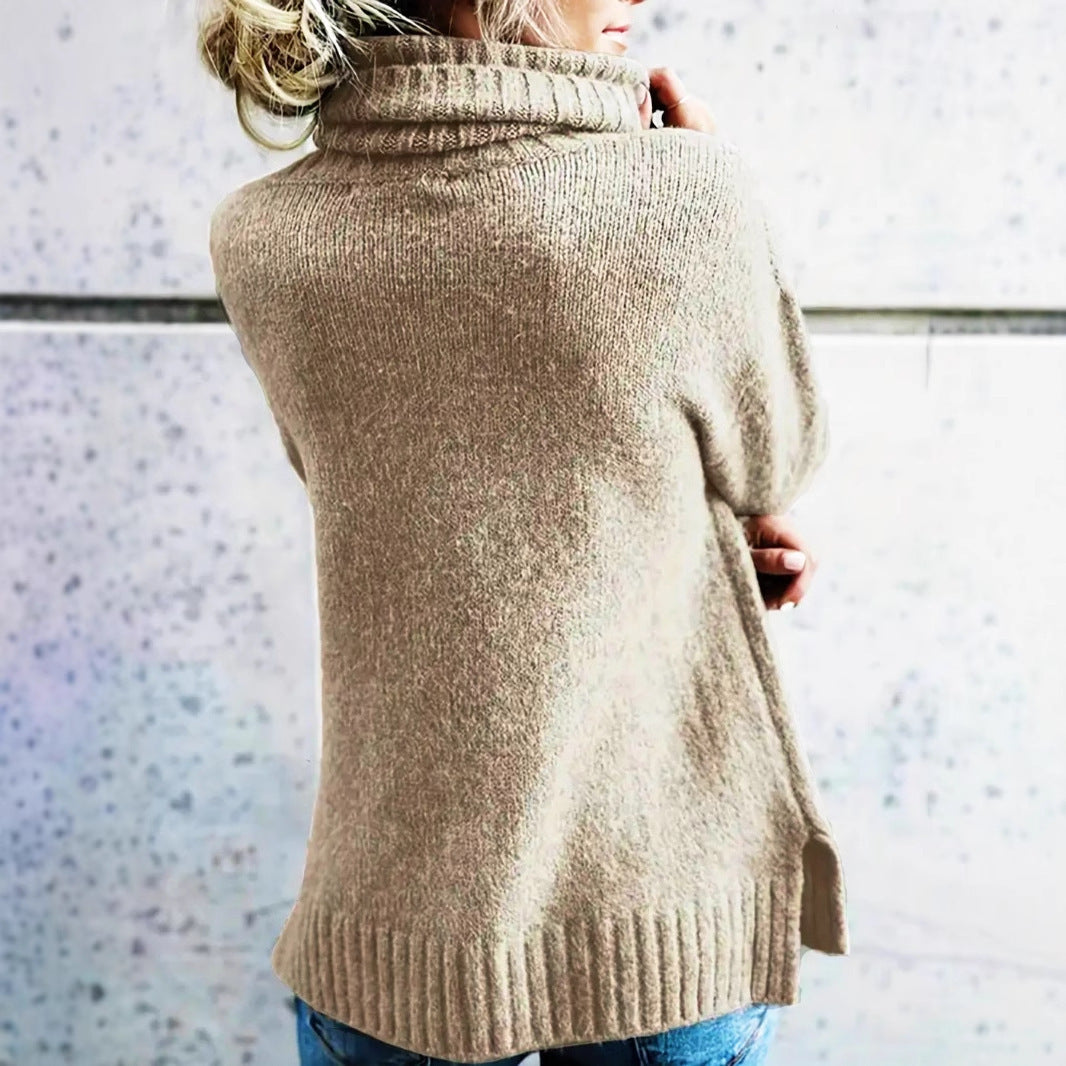 Turtleneck Autumn And Winter Laid-back Long Sleeve Sweater Plus Size Women's Solid Color Elegant