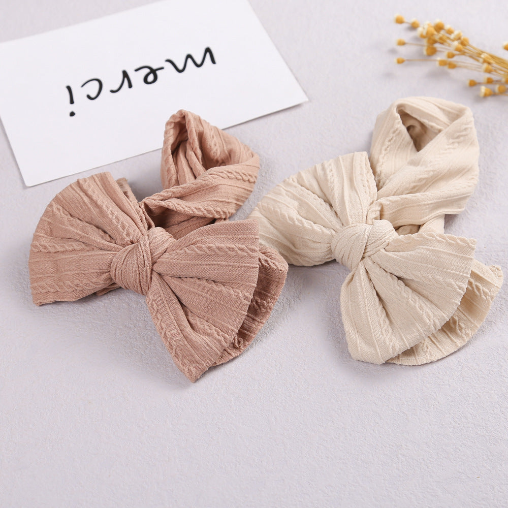 Children's Hair Accessories Jacquard Nylon Hair Band Double-layer Bow