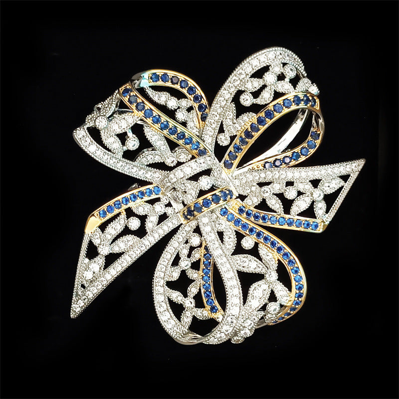 Zircon Classic Bow Brooch Women's All-match Suit Accessories Coat Pin