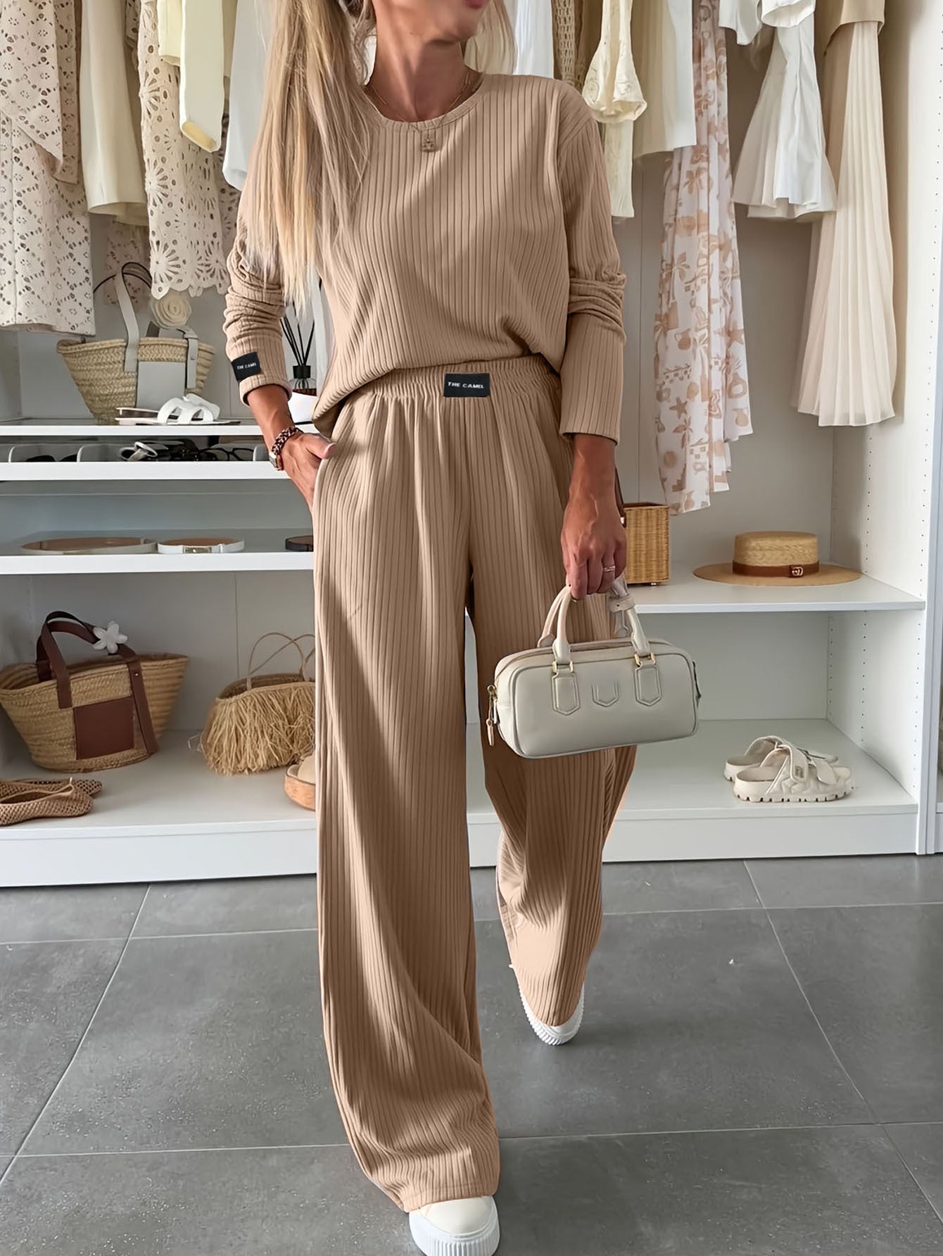 High Waist Drooping Narrow Version Casual Straight Pants Suit