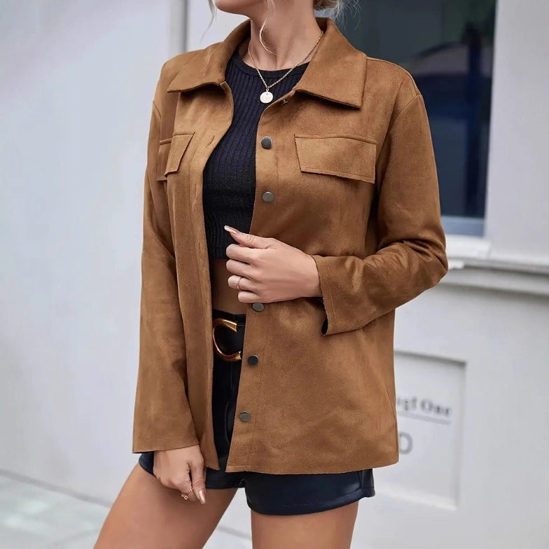 All-match Leather Cardigan Slim-fit Jacket Women