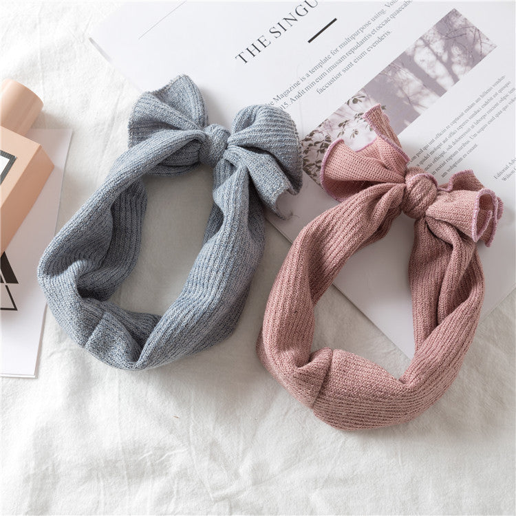 Headwear New Bow Hair Accessories Children's Solid Color Baby Hair Band Hair Accessories Wide Brimmed Girl Baby Micro Elastic Headband