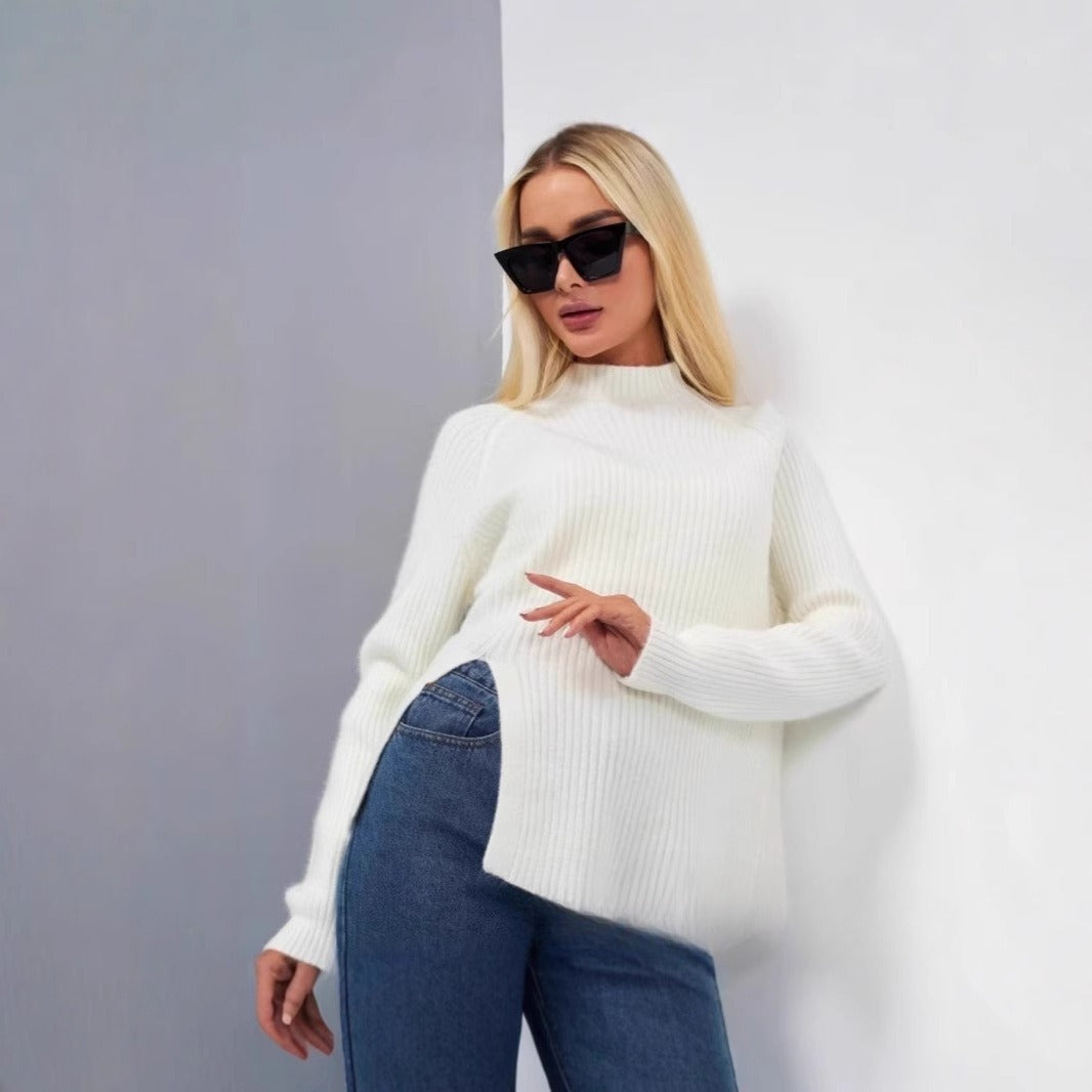 New Raglan Sleeve Half Turtleneck Knitted Sweater