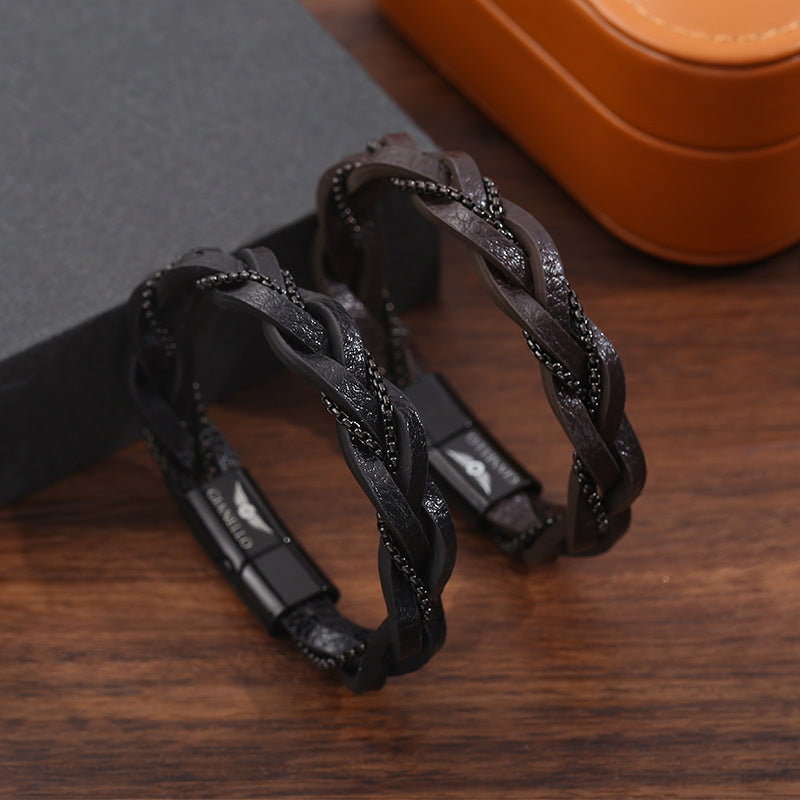 Cattle Unisex Style Hand-woven Men's Leather Bracelet