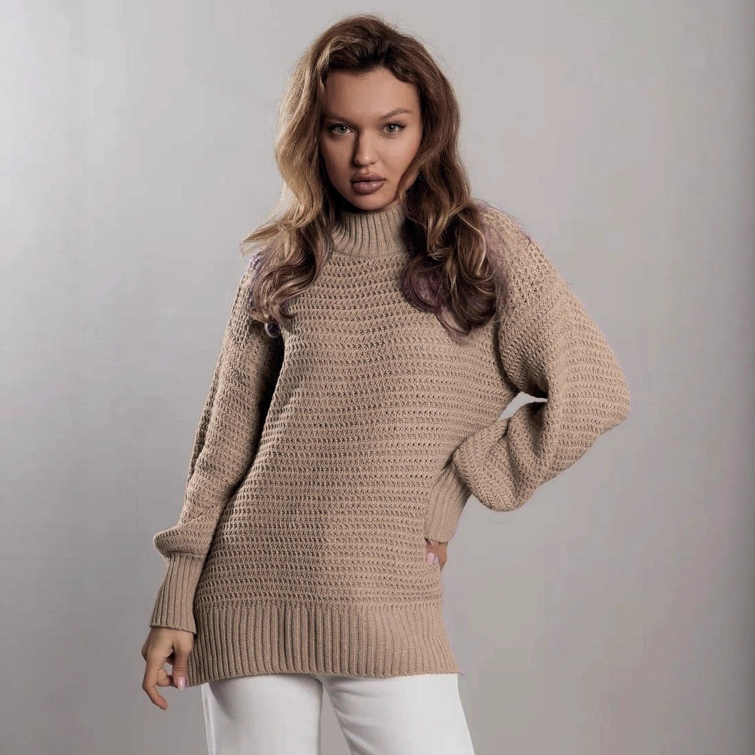 Pullover Long Sleeve Split Bottoming Sweater