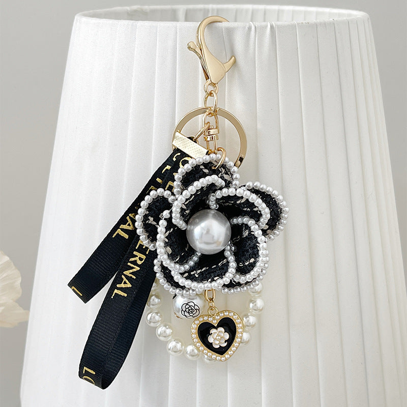 Camellia Key Chain Ribbon Pearl