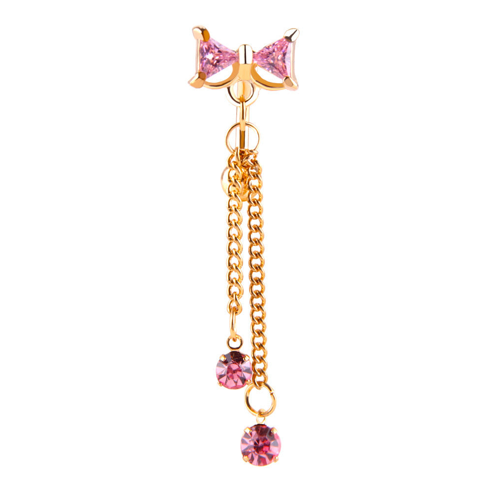 Stainless Steel Diamond Navel Stud Bow Diamond Belly Ring Human Body Piercing Accessories