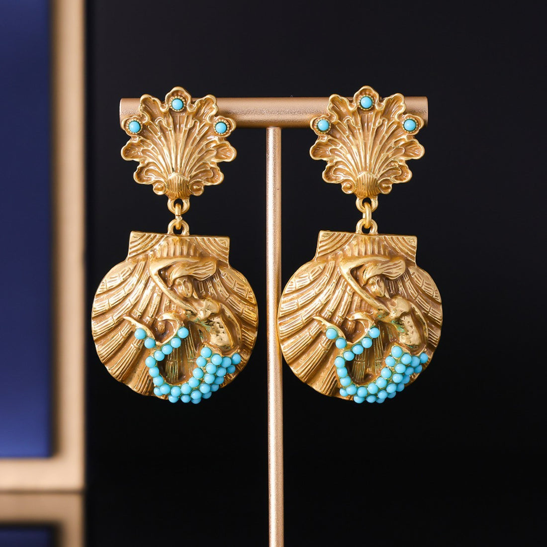 Mermaid Shell Eardrops Vintage Court Style Earrings