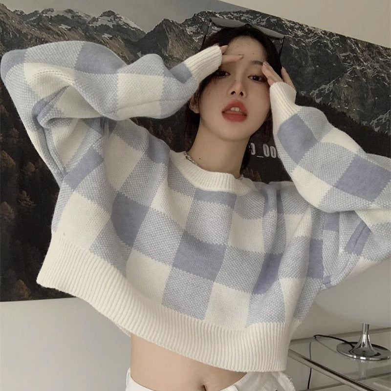 Women's Sweet Leisure Versatile Lattice Short Sweater