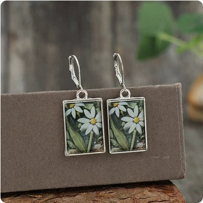 Minority Fashion Rectangular Epoxy Flowers Alloy Ear Clip
