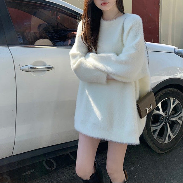 Mid-length Autumn And Winter Knitwear Mink-like Wool