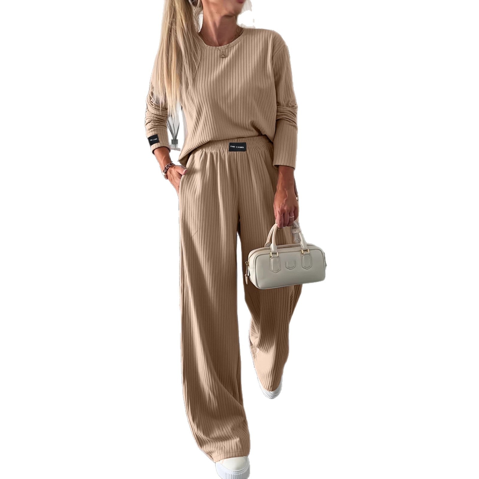 High Waist Drooping Narrow Version Casual Straight Pants Suit