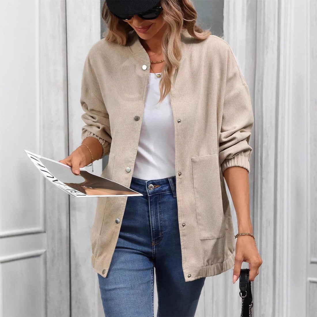 Pocket Cardigan Elegant Loose Women's Tops