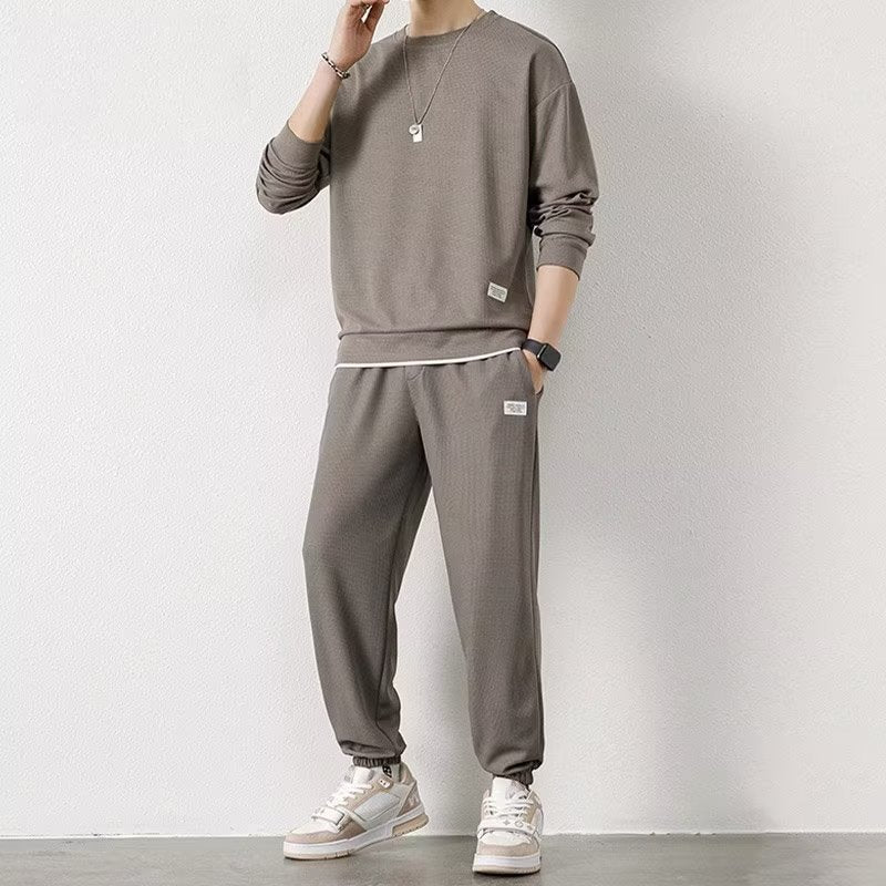 Long-sleeved Sweater Trousers Waffle Leisure Sports Student