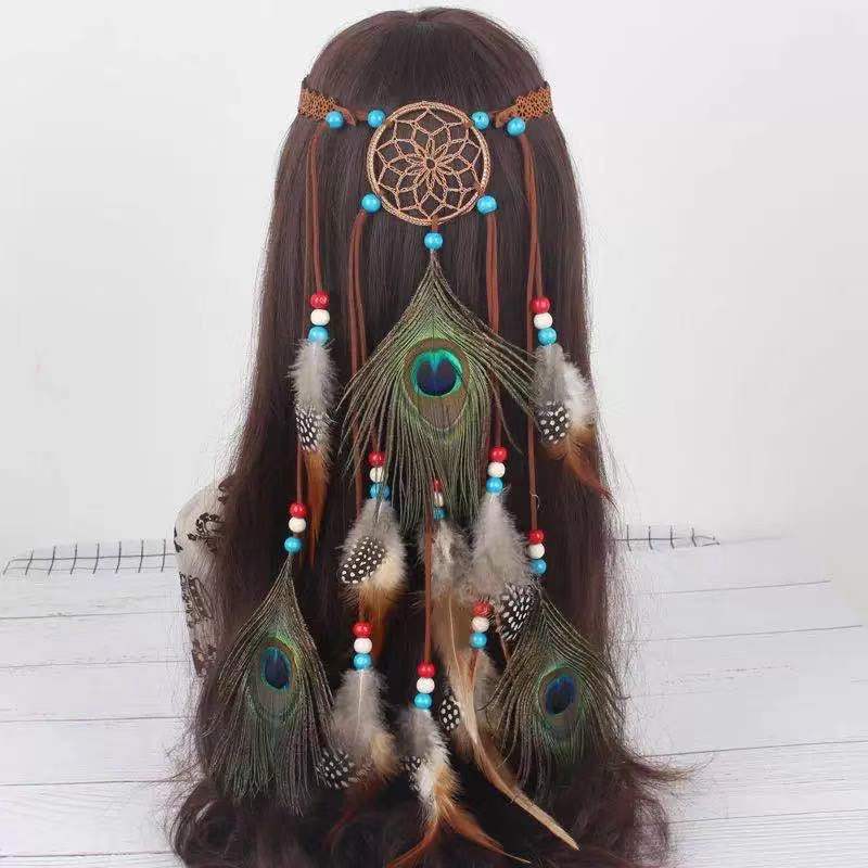 New Dreamcatcher Feather Hair Band Ethnic Style Flutter Dream Net Feather Headband Accessories