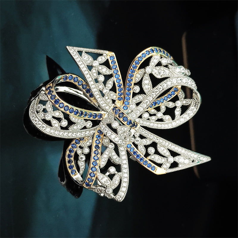 Zircon Classic Bow Brooch Women's All-match Suit Accessories Coat Pin