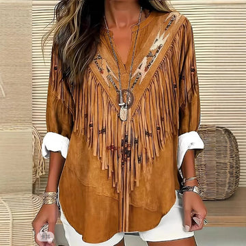 Summer Small V-neck Long-sleeved Casual Temperament Daily Vacation T-shirt Top