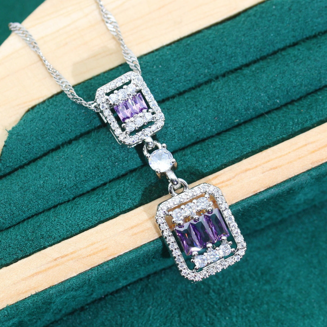 Zircon Necklace Earring Ring Ornament Suit