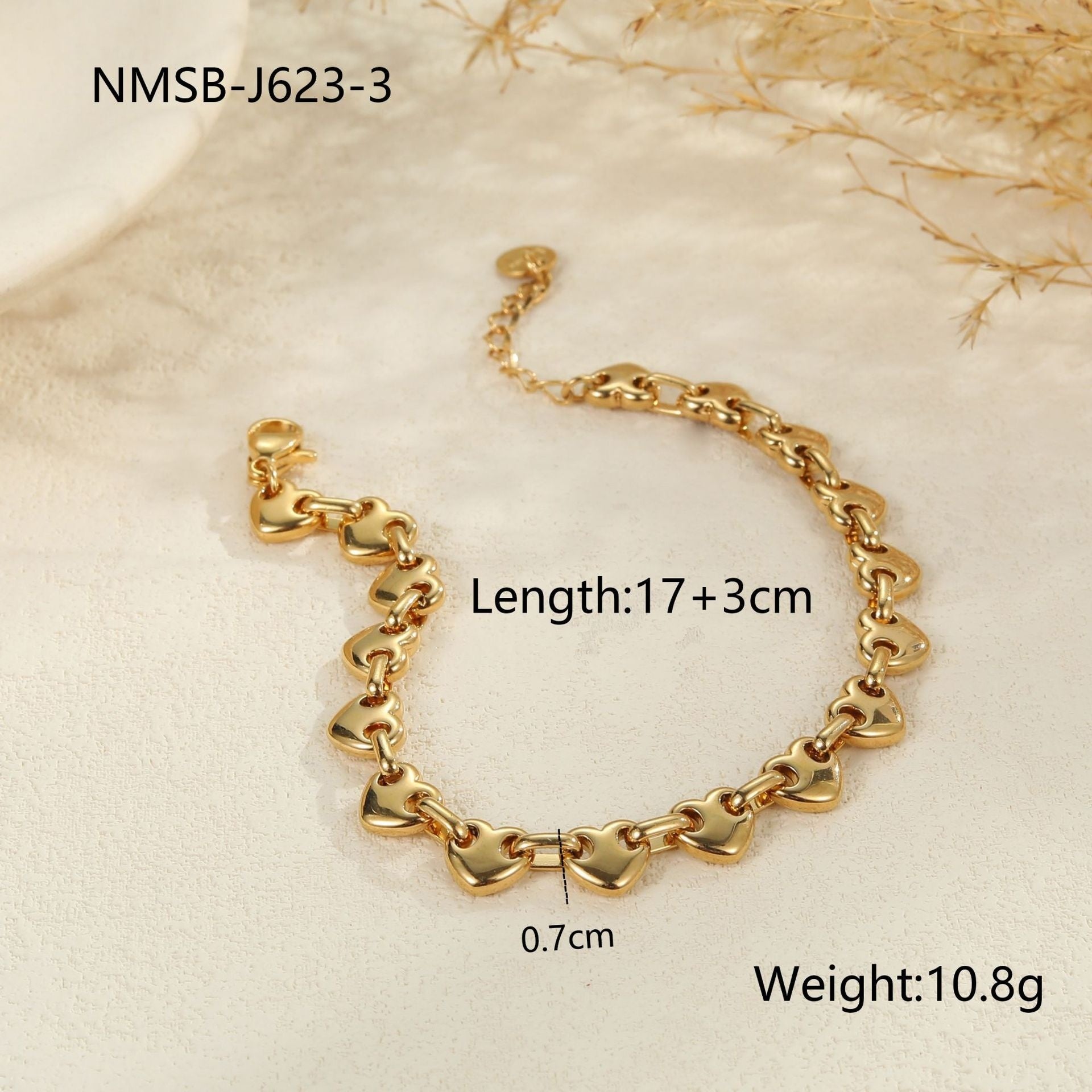 Hollowed-out Heart Bracelet Non-fading Simple Temperament
