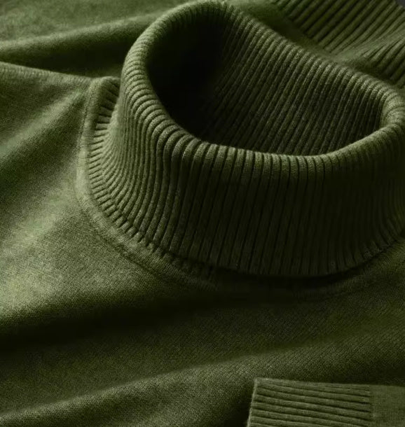 Fleece-lined Thick Soft Warm One Mock Neck Sweater