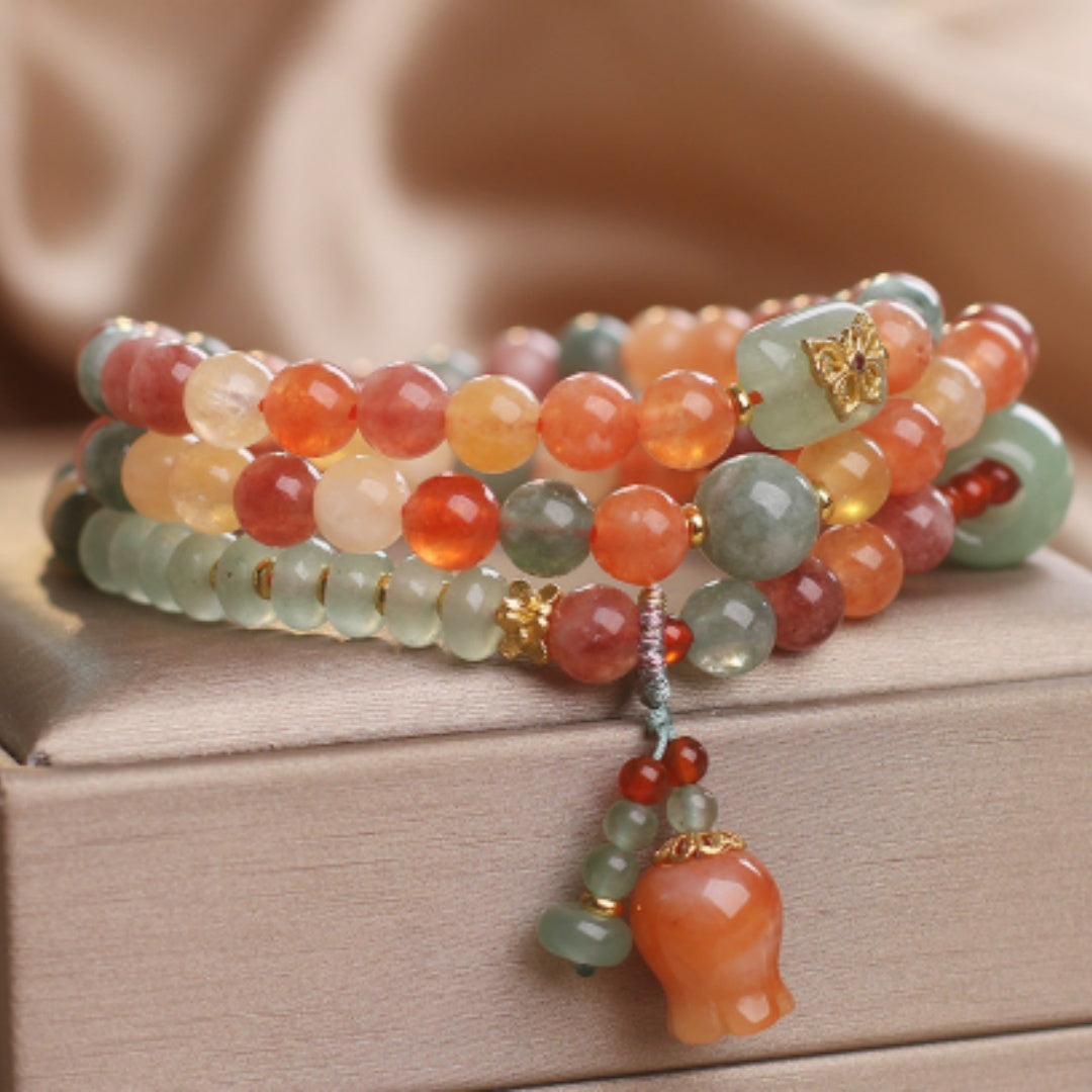 Natural Color Xinjiang Jinsi Jade Multi-Circle Bracelet Women