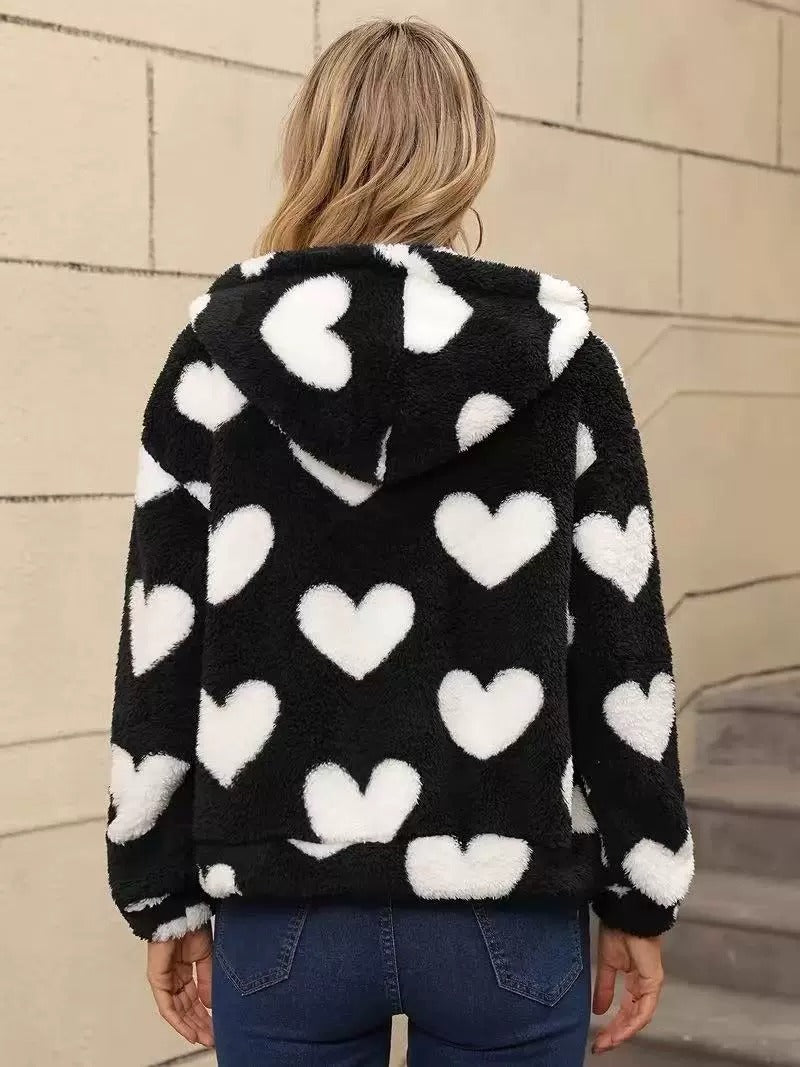 Women's Casual Double-sided Plush Hooded Jacket