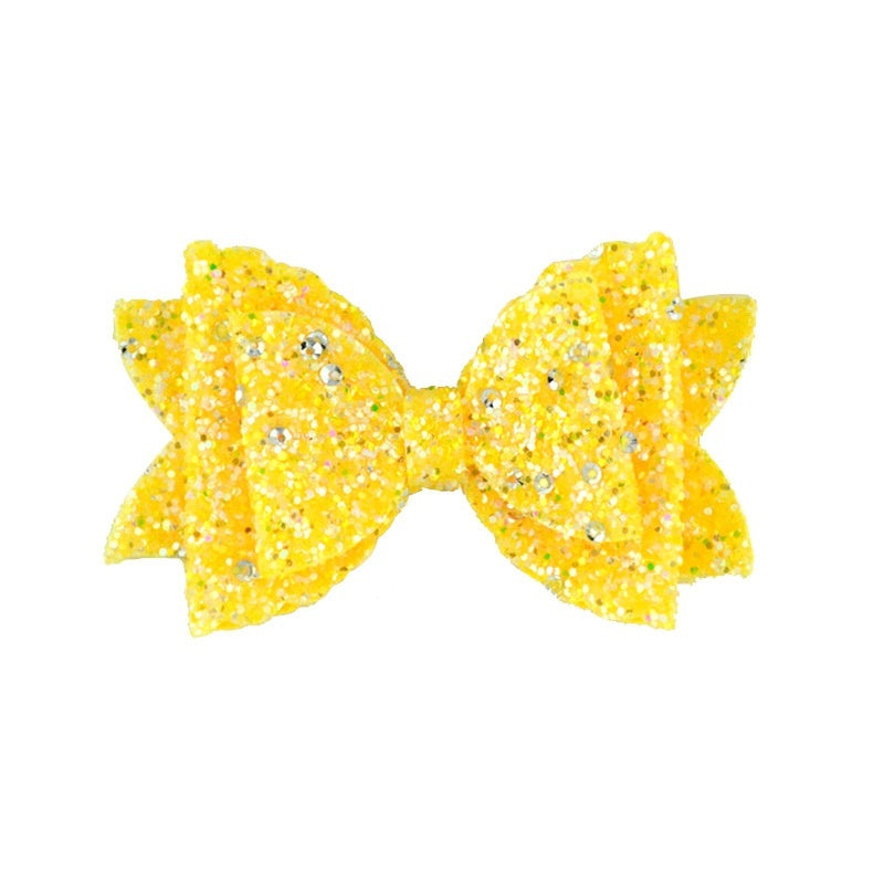 Girl's Hair Accessories Sequined Double-layer Leather Wave Bow