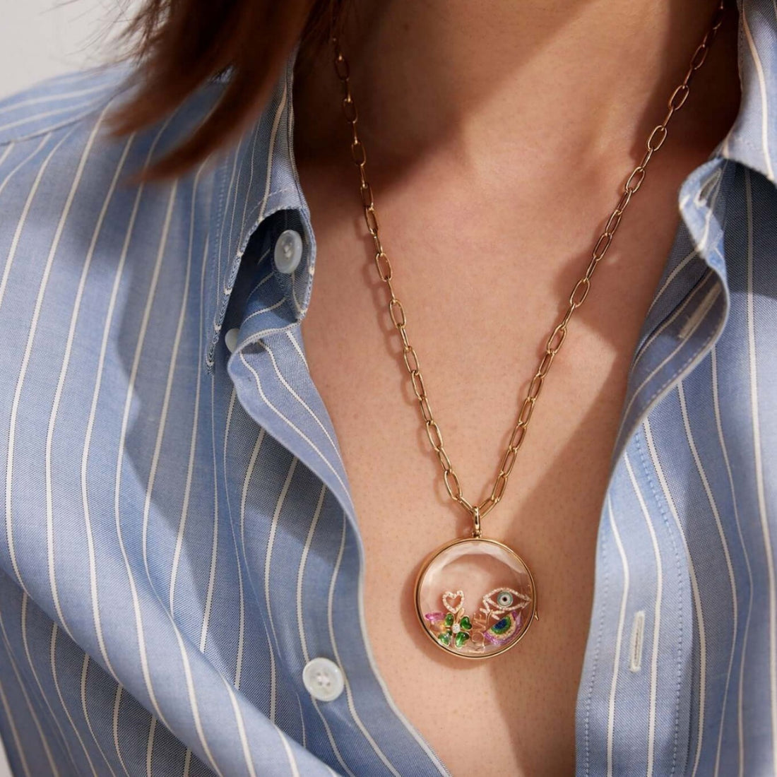 Small Pendant Necklace Female With Hearts Zircon Full Diamond Clavicle Chain