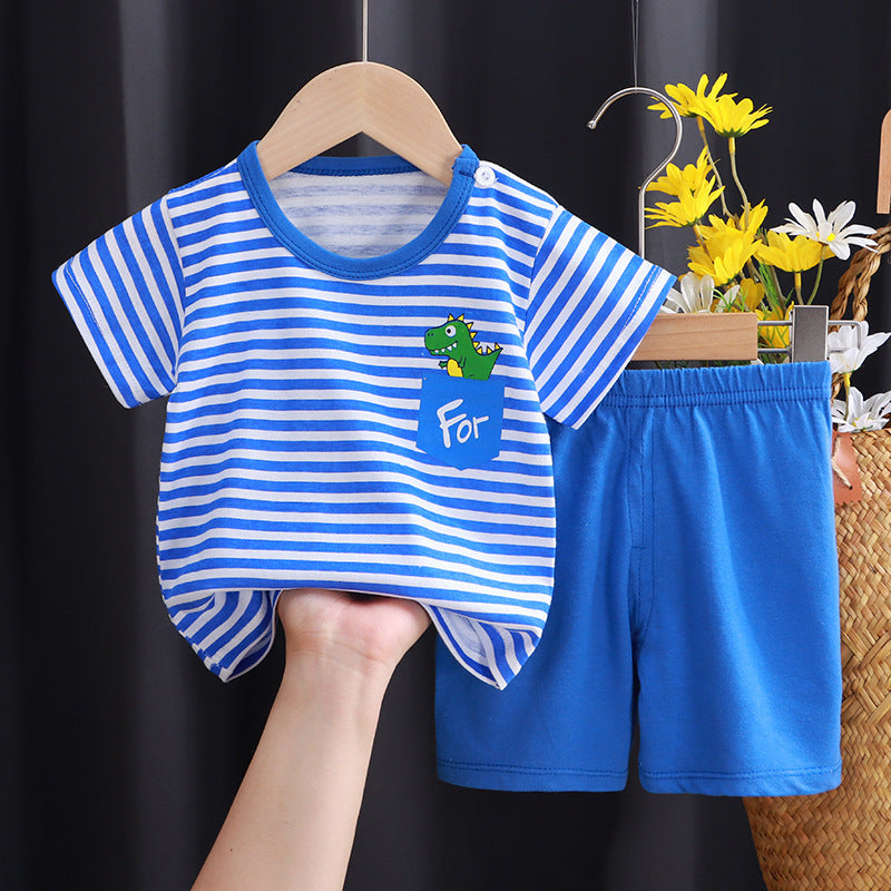 Children's Short-sleeved Suit Pure Cotton Clothing T-shirt Shorts Set