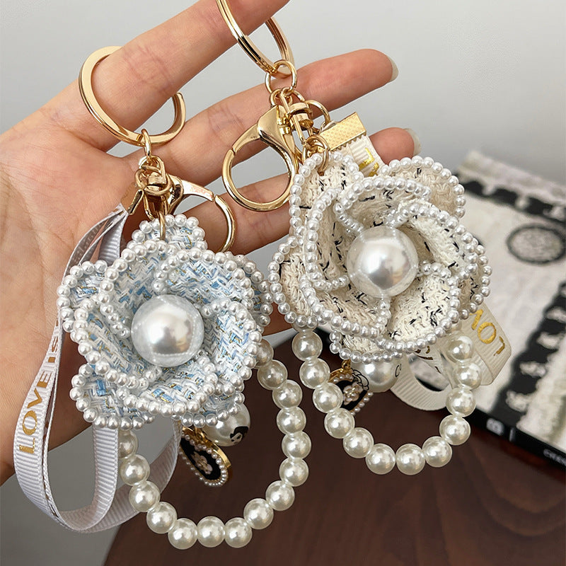 Camellia Key Chain Ribbon Pearl