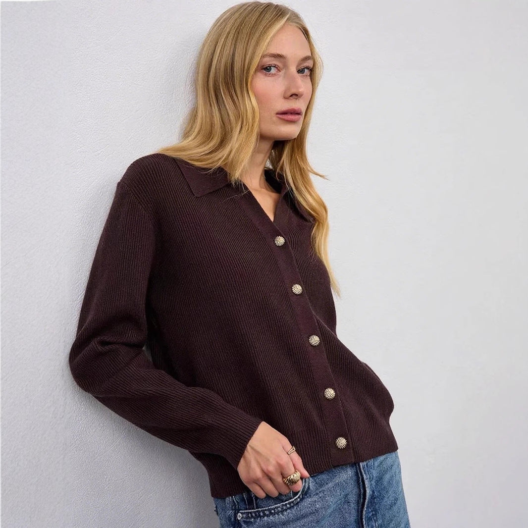 Women's V-neck Casual Fashionable Knitted Cardigan