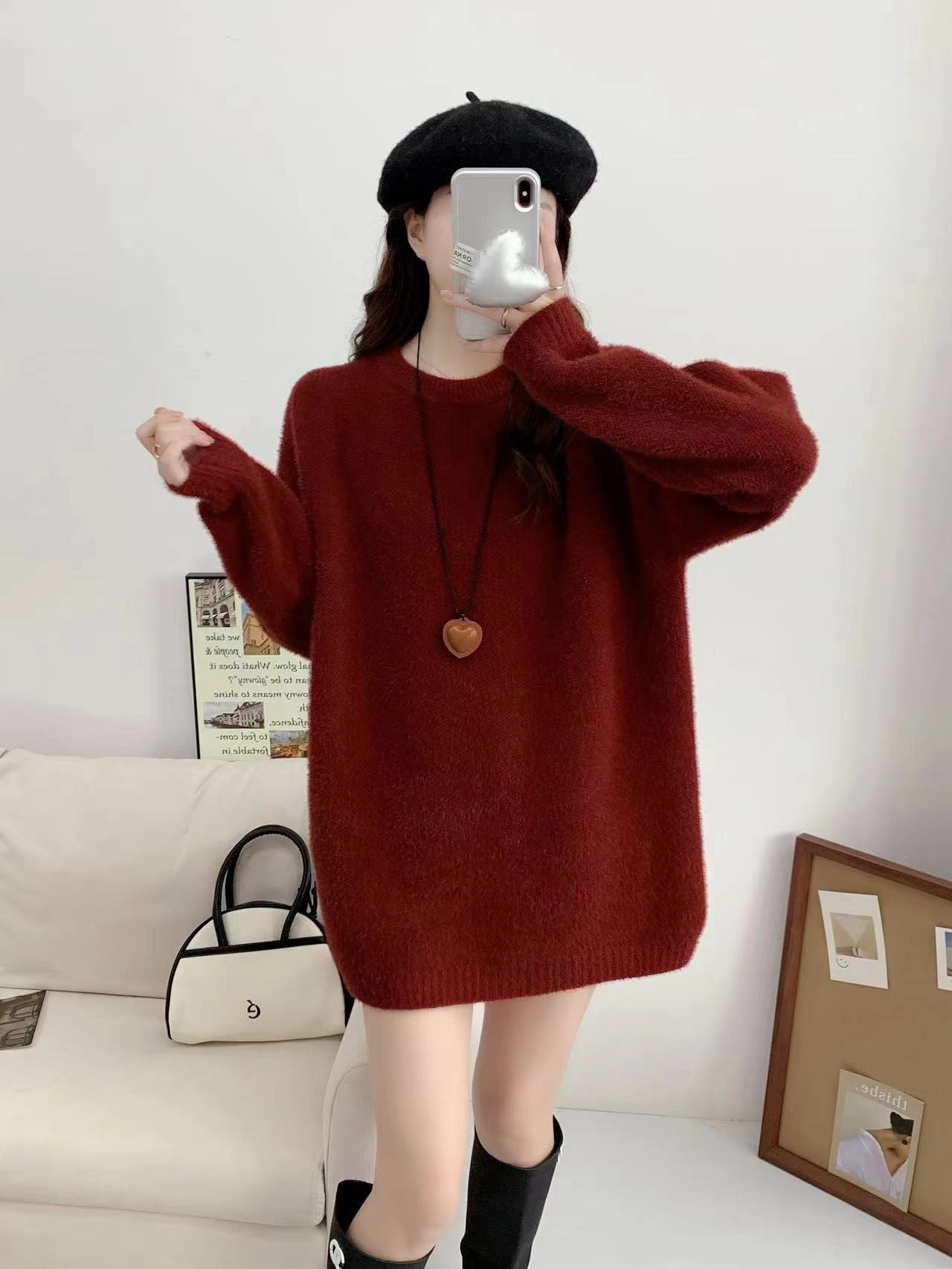 Mid-length Autumn And Winter Knitwear Mink-like Wool