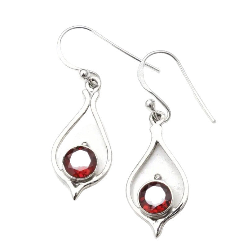 Retro Creative Drop-shaped Ruby Female Fashion Grandeur Personality Alloy Earring