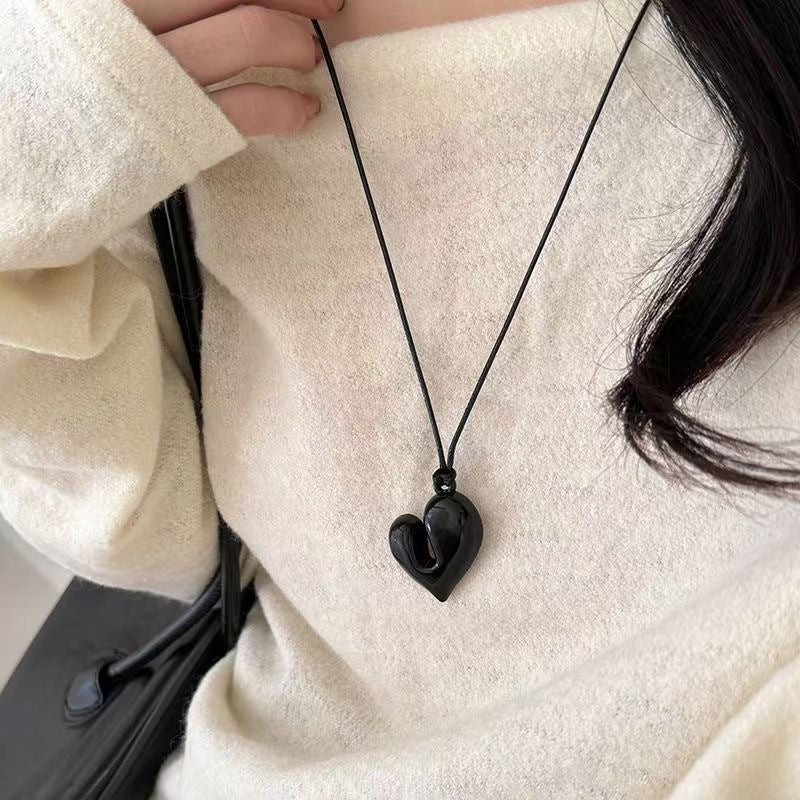 Love Necklace Women's High-grade Black Rope Halter Sweater Chain Adjustable Accessories