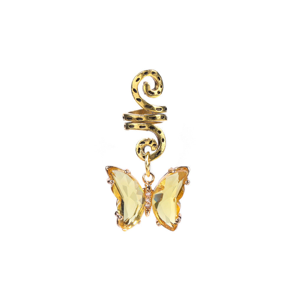 Dirty Braid Hair Buckle Hip Hop Rotating Hair Accessories Butterfly Crystal Pendant