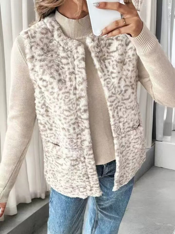 Women's Casual Printed Double-sided Plush Pocket Coat
