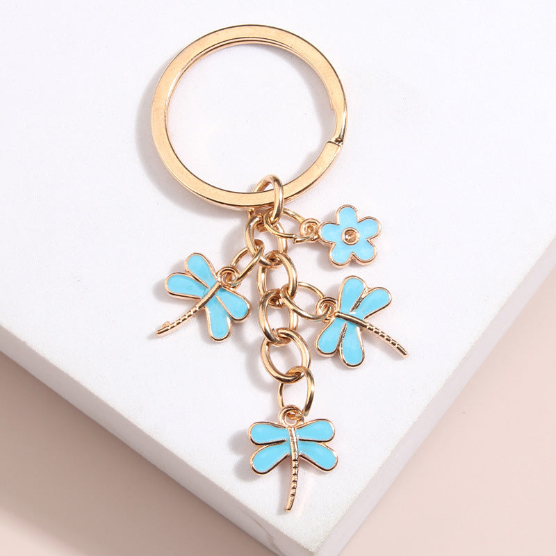 Handmade Dripping Oil Cute Little Bee Flower Keychain