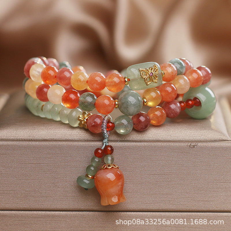Natural Color Xinjiang Jinsi Jade Multi-Circle Bracelet Women