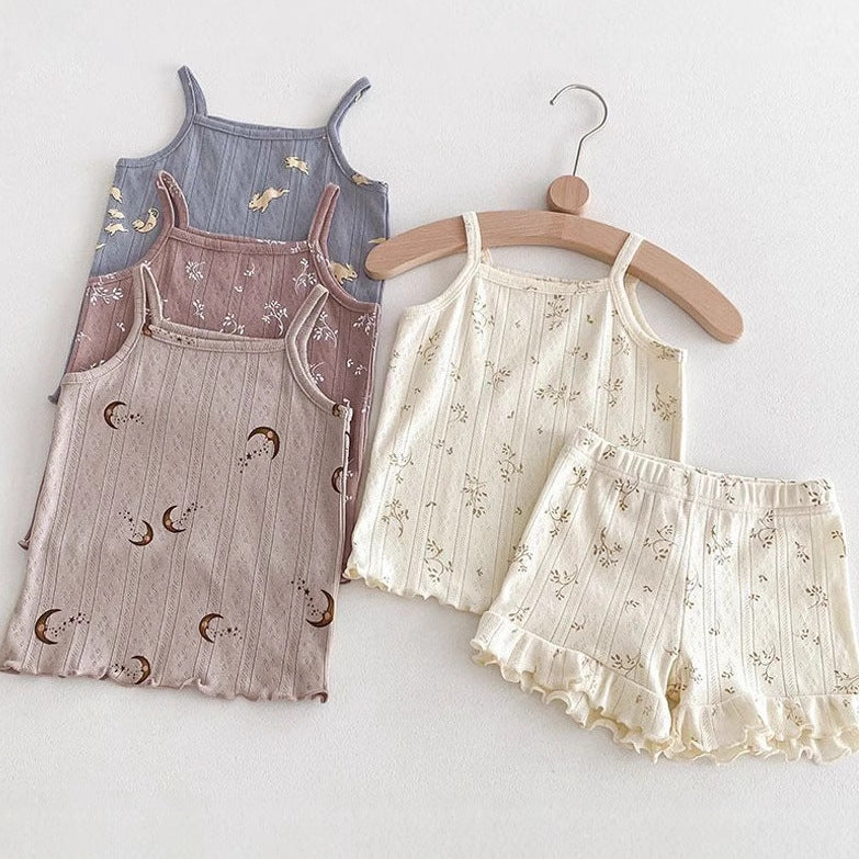 Girls' Camisole Shorts Two-piece Set Breathable Home Clothing