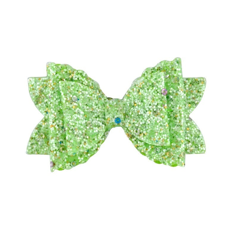 Girl's Hair Accessories Sequined Double-layer Leather Wave Bow