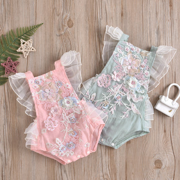 Female Child's Clothing Mesh Lace One-piece