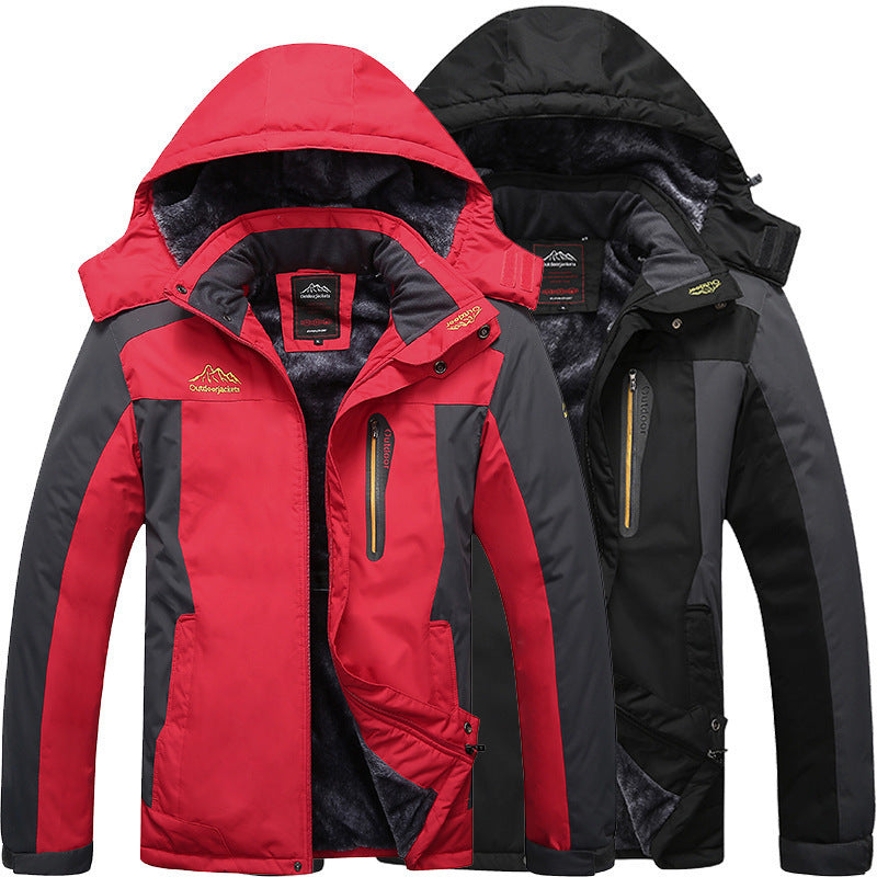 Cold-resistant Fleece-lined Thickened Mountaineering Jacket Men