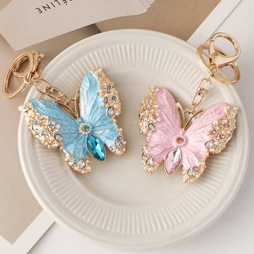 Dual Purpose Enamel Dripping Oil Coat Butterfly Brooch Keychain