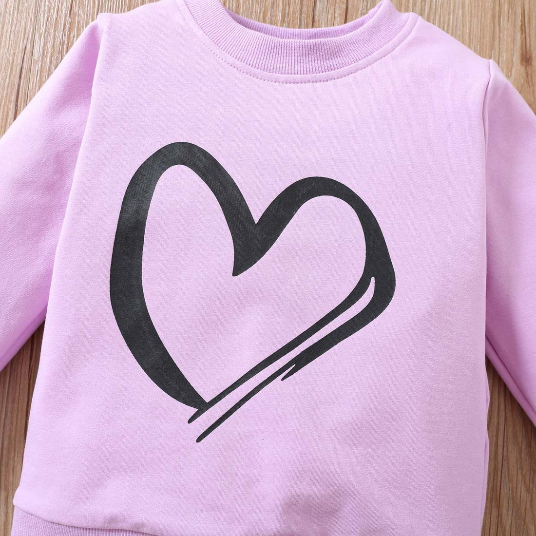 Heart Print Pullover Two-piece Set For Children's Clothing