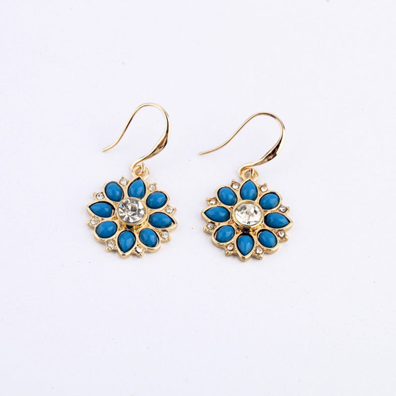 Diamond-encrusted Gemstone Earrings Girlfriends Same Gift Ear Rings
