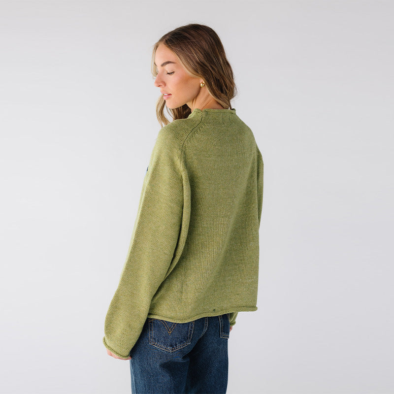 Lazy Fashion Round Neck Small Fish Pattern Knitted Sweater