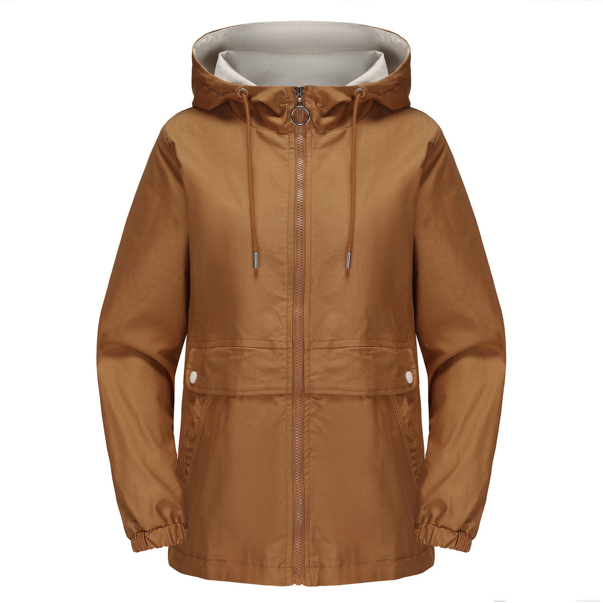 New Hooded Solid Color Trench Coat For Women